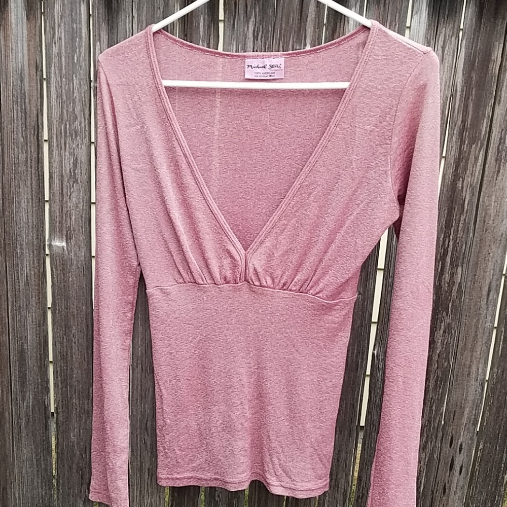 EUC Long Sleeve Michael Stars Shimmery V-neck Tee